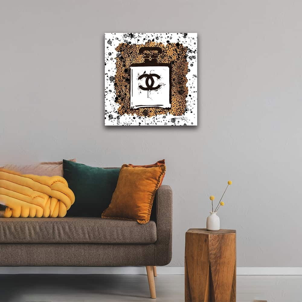 Fashion Perfume Bottle, Canvas Animal Print - 14"X14" Artwork - Multi-Color 14 x 14