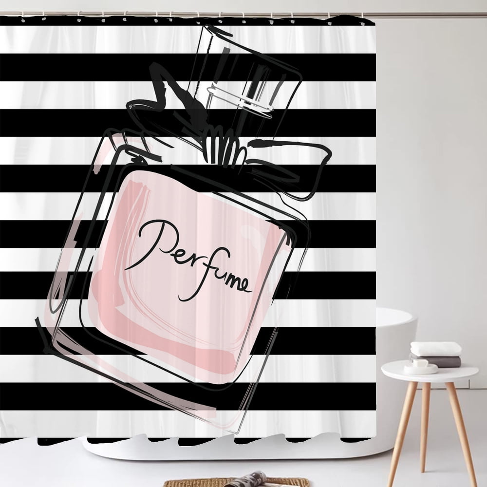 Fashion Perfume Flowers Girl Shower Curtain Waterproof Fabric Bathroom