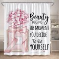 thumbnail image 1 of Fashion Perfume Shower Curtain Set Pink Rose Flower Modern Woman Girl Home Bathroom r Non Slip Rug Bath Mat Toilet Lid Cover, 1 of 7