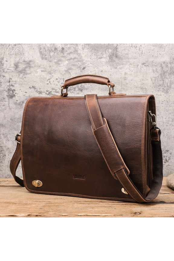 Fashion Personality Leather Men's Business Briefcase,Brown