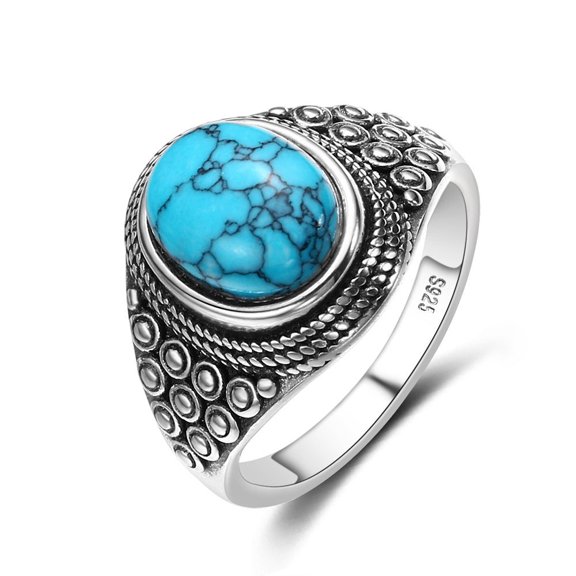 Fashion Personality Men's Turquoise Rhododendron Ring