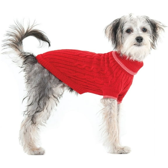 Fashion Pet Classic Cable Knit Dog Sweater in Red - Cozy and Protective Knitwear for Dogs of All Sizes
