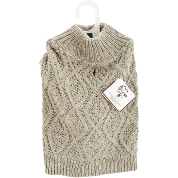 Fashion Pet Fisherman Sweater-Taupe Small