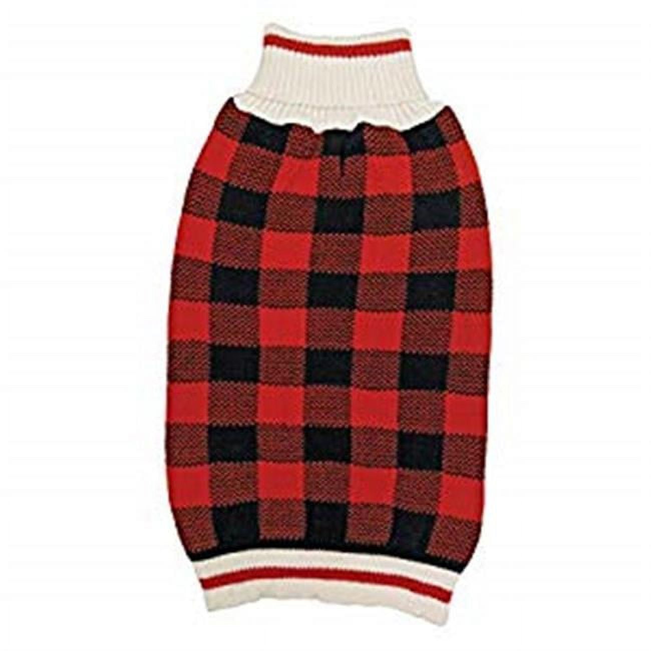 Fashion Pet Plaid Dog Sweater Red Medium (14"19" Neck To Tail)