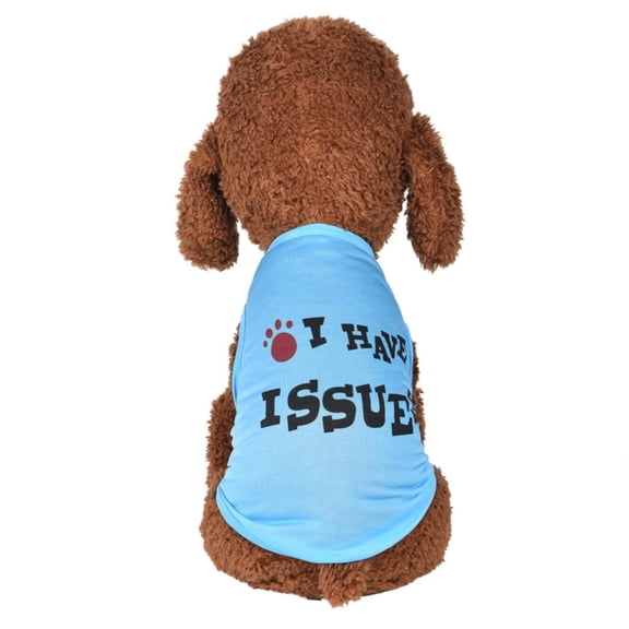 Fashion Pet Vest for Summer Breathable Comfort with Text Pattern Clothing for Dogs Cats, 34 cm, Blue
