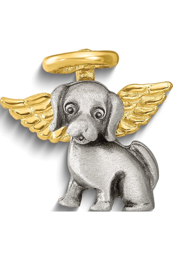 Fashion Pewter And Gold-Tone Finish Dog Angel Lapel Pin Made In El Salvador gm4197