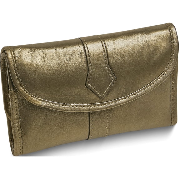 Fashion Pewter Leather Trifold Jewelry Clutch (6.5 X 1.5) Made In India gm17738