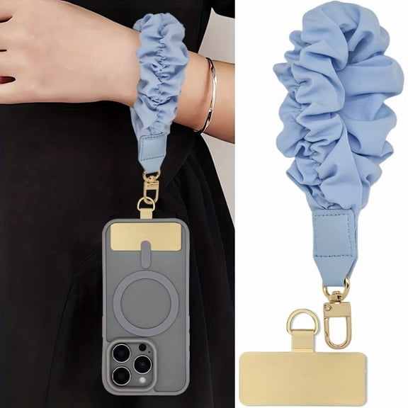 Fashion Phone Chain, Simple Phone Lanyard, Compatible with iPhone/Samsung, Pleated Elastic Wrist Strap for Daily Commute and Travel Anti-Loss