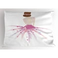 thumbnail image 1 of Fashion Pillow Sham, Glamour Girl Model Facing Back Wearing a Fashion Pinkish Dress with Romantic Bun, Decorative Standard Queen Size Printed Pillowcase, 30" X 20", Multicolor, by Ambesonne, 1 of 2
