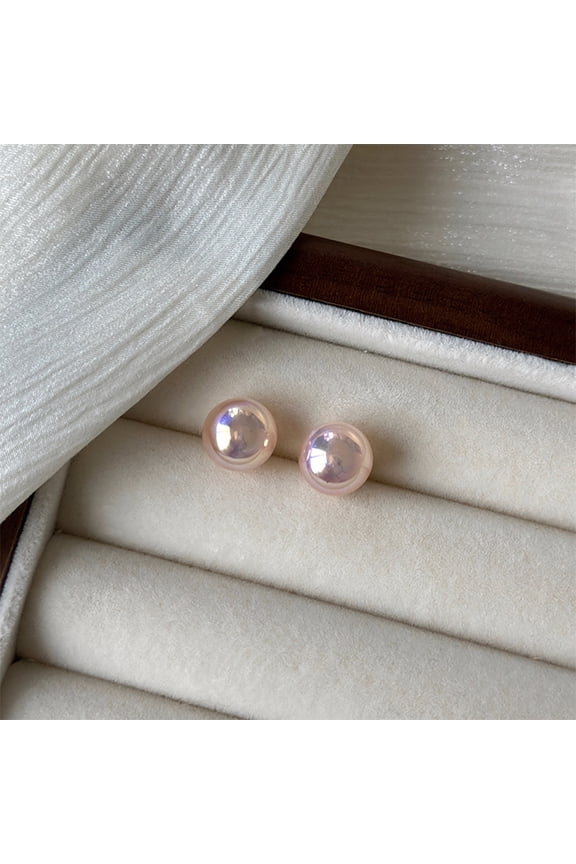 Fashion Pink Pearl Stud Earrings For Beauty Women Simple Elegance Light Luxury Ear Accessories Fashion Party Jewelry Gifts