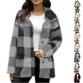 thumbnail image 1 of Fashion Plaid Fleece Jackets for Womens Plus Size Solid Color Zipper Pocket Hooded Ear Loose Jacket Long Sleeved Hooded Casual Jacket/jacket, 1 of 8