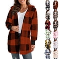 thumbnail image 1 of Fashion Plaid Jackets for Womens Winter Warm Coat Long Sleeve Plaid Faux Shearling Oversized Jacket, 1 of 8