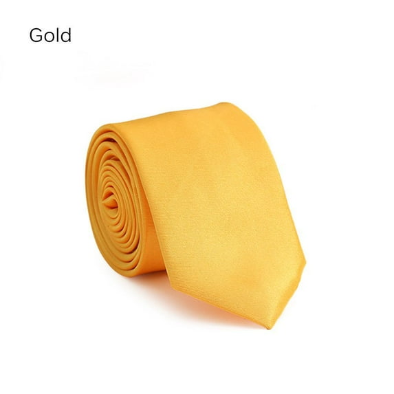 Fashion Plain Solid Neck Necktie wedding Silk Tie GOLD