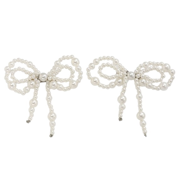 Fashion Plastic Bow Pin Hems Chain Clips With Imitation Pearls Cuff Accessories For Trousers Pin Brooch