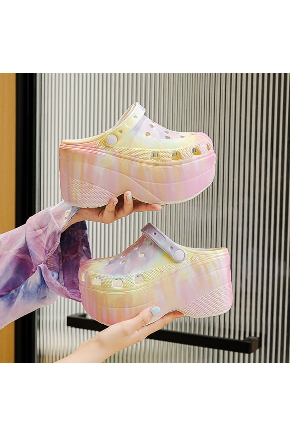 Fashion Platform Clogs Women's Outdoor and Indoor Pillow Slippers Comfortable Casual Sandals Beach Shoes Running Shoes Walking Shoes Wading Shoes