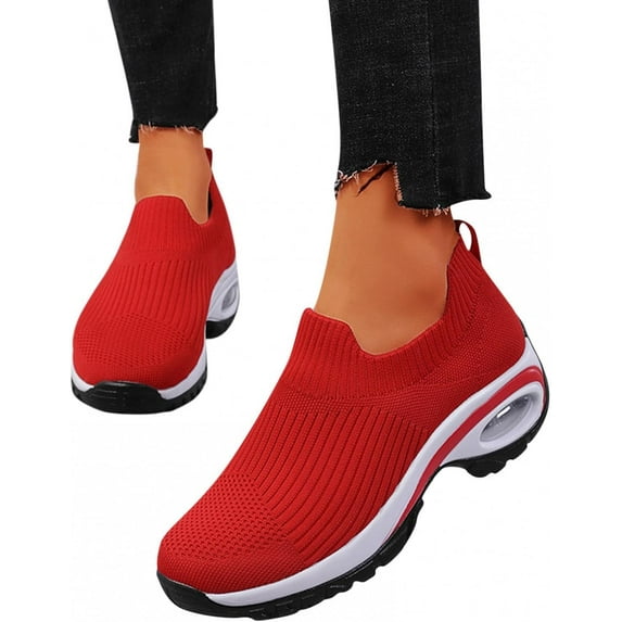 Fashion Platform Wedge Walking Shoes for Women's Slip On Mesh Air Cushion Breathable Non Slip High Heels Fitness Running Sport Sneakers Fall Dress Shoes Jogging Work Nurse Shoe