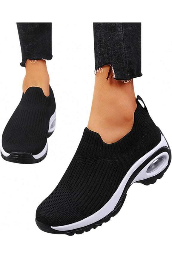 Fashion Platform Wedge Walking Shoes for Women's Slip On Mesh Air Cushion Breathable Non Slip High Heels Fitness Running Sport Sneakers Fall Dress Shoes Jogging Work Nurse Shoe