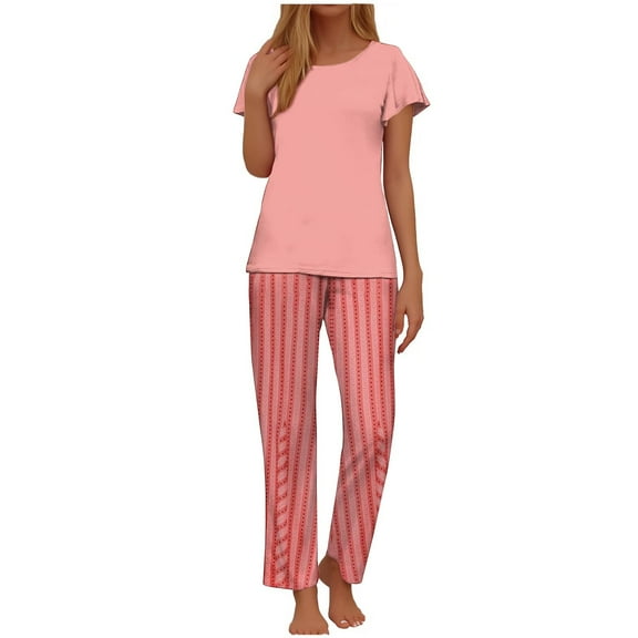 Fashion Plus Size 2 Picec of Sets for Womens Loose Printed Long Sleeved Round Neck Drawstring Casual Set