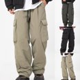 thumbnail image 1 of Fashion Plus Size Cargo Pants for Mens Jogger Outdoors Thickening Water Proofing Design Solid Casual Elastic Waist Pocket Cargo Pants 50% off, 1 of 9
