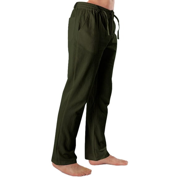 Fashion Plus Size Cargo Pants for Mens Work Medieval Solid Color Plus Button Drawstring Casual Pants Linen Breathable Pants Under 5$