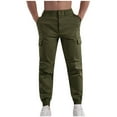 thumbnail image 1 of Fashion Plus Size Casual Pants for Mens Big and Tall Solid Color Cargo Pockets Elastic Rope Waist Casual Cargo Pants Full Length Pants Save to 65% off!, 1 of 8
