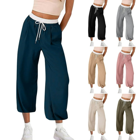 Fashion Plus Size Casual Pants for Womens Elastic Waist Solid Color Fashionable And Comfortable High Waisted Workwear Pants With 8 Pockets For Casual Wear