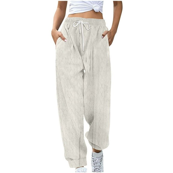 Fashion Plus Size Casual Pants for Womens Elastic Waist Solid Color Sleeping Pants With Loose Waistband And Elastic Waist Pocket For Comfortable Foot Binding And Casual Pants