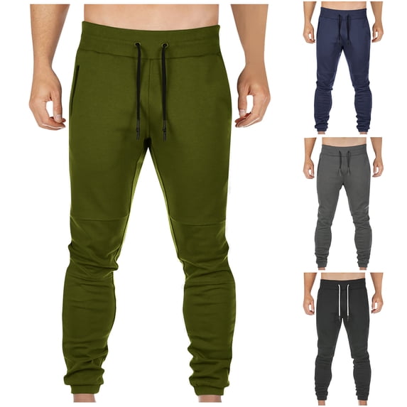 Fashion Plus Size Casual Pants for Mens Elastic Waist Drawstring Elastic Waist Multi-Pocket Casual Length Pants Under 10$