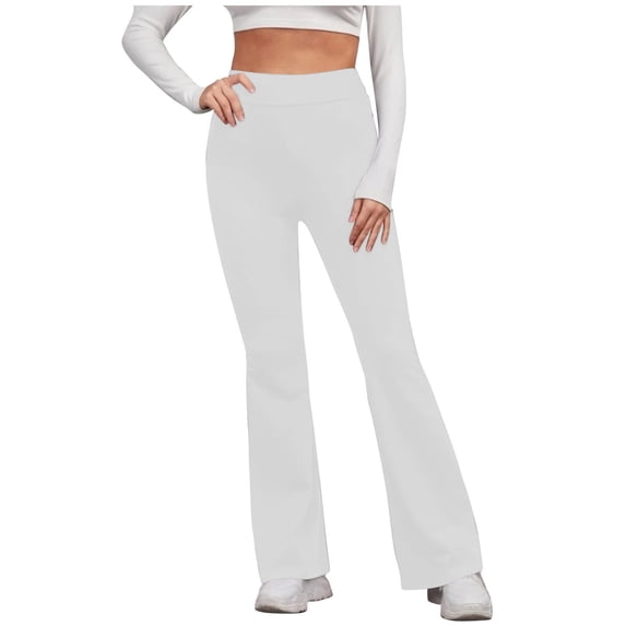 Fashion Plus Size Gym Yoga Pants for Women Casual Slim High Elastic Waist Solid Color Sports Yoga Flare Pants Save to 65% off!