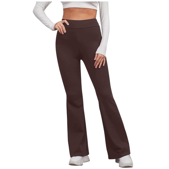 Fashion Plus Size Gym Yoga Pants for Women Casual Slim High Elastic Waist Solid Color Sports Yoga Flare Pants Save to 65% off!