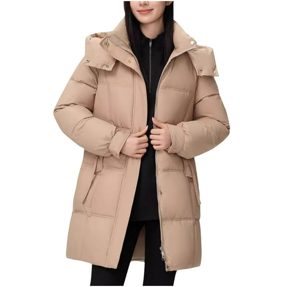 Fashion Plus Size Hooded Coats for Womens Winter Warm Solid Color Long Sleeved Thick Loose Hooded Detachable Winter Long Sleeved Jacket Long Sleeved Jacket Long Sleeve Parkas