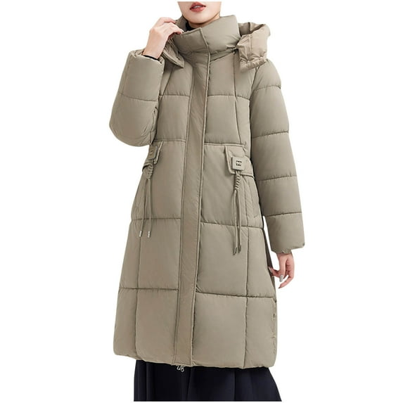 Fashion Plus Size Hooded Coats for Womens Winter Warm Solid Color Long Sleeved Thick Loose Hooded Winter Long Sleeved Jacket Long Sleeved Jacket