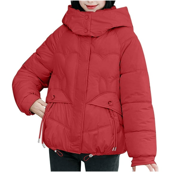 Fashion Plus Size Hooded Coats for Womens Winter Warm Solid Color Hooded Jacket