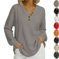 thumbnail image 1 of Fashion Plus Size Hoodie for Womens Spring And Winter V-neck Button Long Sleeve Base Coat Top, 1 of 8