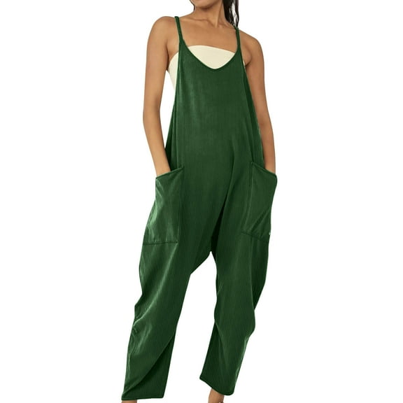 Fashion Plus Size Jumpsuits for Women with Sleeves Summer Elastic Waist Solid Color Casual With Pockets Outing Long Pants Jumpsuit Clearance Under 5$!