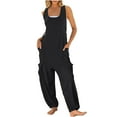 thumbnail image 1 of Fashion Plus Size Jumpsuits for Women Casual Summer Solid Color Casual Round Neck Sleeveless Waist Pocket Sports Jumpsuit Pants 50% off Clearance!, 1 of 7