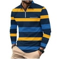 thumbnail image 1 of Fashion Plus Size Long Sleeve Shirts for Mens Casual Striped Printed Zipper T-shirt Shirt d Lapel Top/shirt Clearance Under 5$!, 1 of 6