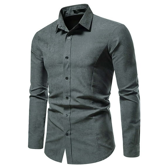 Fashion Plus Size Long Sleeve Shirts for Mens Vintage Casual And Solid Color Button Pocket d Lapel Shirt Clearance Under 5$!