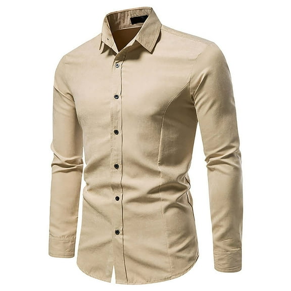 Fashion Plus Size Long Sleeve Shirts for Mens Vintage Casual And Solid Color Button Pocket d Lapel Shirt Clearance Under 5$!