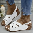thumbnail image 1 of Fashion Plus Size Orthopedic Sandals for Womens Casual Solid Color Wedge Heel Fish Mouth Strap Sandals, 1 of 9