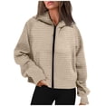 thumbnail image 1 of Fashion Plus Size Pullover Hoodie for Womens Zip Up Casual Loose Hooded Long Sleeve Zipper Solid Cardigan Blouse Hoodies Sweatshirt With Pocket, 1 of 5
