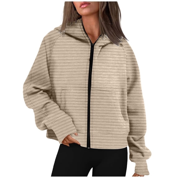 Fashion Plus Size Pullover Hoodie for Womens Zip Up Casual Loose Hooded Long Sleeve Zipper Solid Cardigan Blouse Hoodies Sweatshirt With Pocket