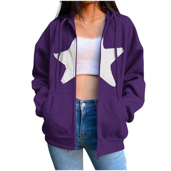 Fashion Plus Size Pullover Hoodie for Womens Zip Up Stripe Pockets Zipper Long Sleeved Regular Top Hooded Sweatshirts Coat Outwear