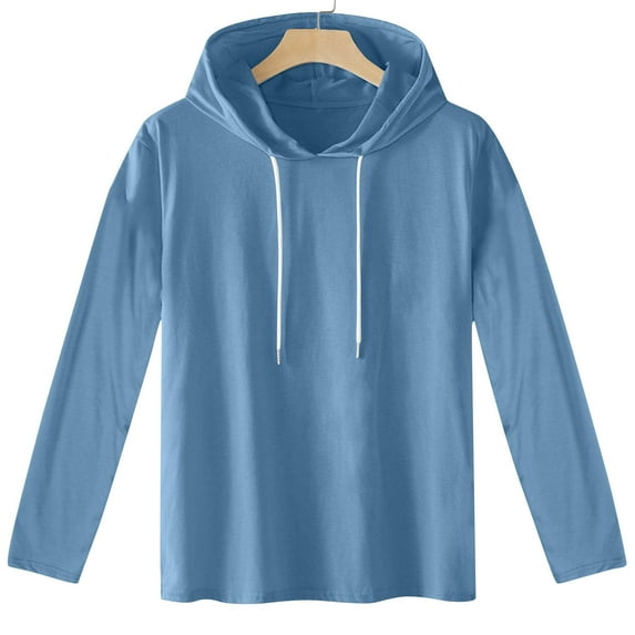 Fashion Plus Size Pullover Hoodie for Mens Fall Casual Solid Color Hooded Pullover Long Sleeve Sports T-Shirt Top