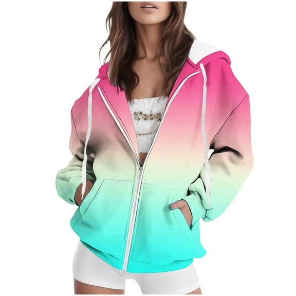 Fashion Plus Size Pullover Hoodie for Womens Zip Up Non Positioning Printed Long Sleeved Regular Sleeve Top Hoodie