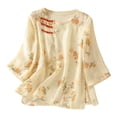 thumbnail image 1 of Fashion Plus Size Shirts Tops for Womens Summer Round Neck Button Print Pullover Shirt, 1 of 9