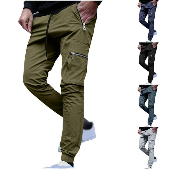 Fashion Plus Size Sports Jogger Pants for Mens Trend Loose Hip Hop Sporty Casual Multi-pocket Footie Cargo Pants 50% off
