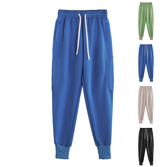 Fashion Plus Size Sweatpants for Mens Baggy Solid Color Casual Ankle Pocket Pants Full Length Pants 50% off Clearance!