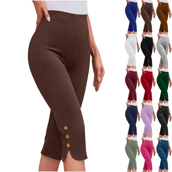 Plus Size Yoga Shorts for Womens Summer High Waisted Solid Color Capris Matching Slim Fitting Yoga Gym Pants Leggings
