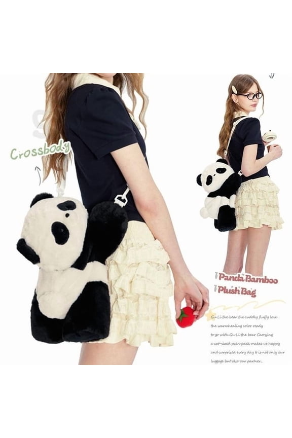 Fashion Plush Backpack, Staron Adorable Panda Design Soft Durable Backpack, Spacious Versatile Stylish Bag for School Travel Everyday Use